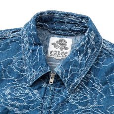 画像3: CALEE  ROSE PATTERN JACQUARD DENIM SWING TOP (INDIGO BLUE) (3)