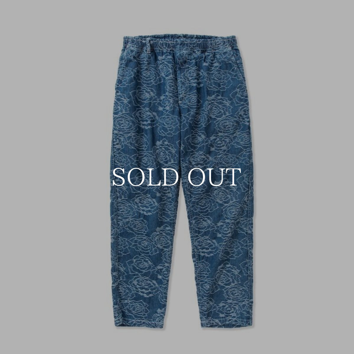 画像1: CALEE  ROSE PATTERN JACQUARD DENIM EASY TROUSERS (INDIGO BLUE) (1)