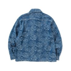 画像2: CALEE  ROSE PATTERN JACQUARD DENIM SWING TOP (INDIGO BLUE) (2)