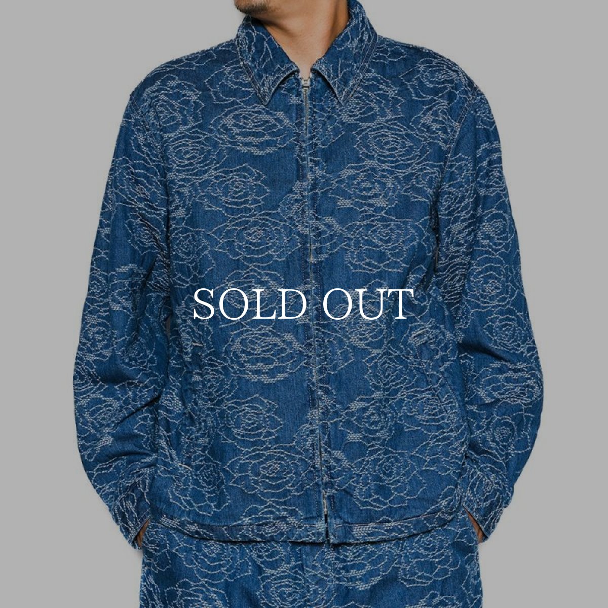 画像6: CALEE  ROSE PATTERN JACQUARD DENIM SWING TOP (INDIGO BLUE) (6)