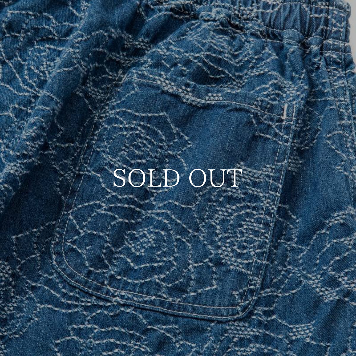 画像5: CALEE  ROSE PATTERN JACQUARD DENIM EASY TROUSERS (INDIGO BLUE) (5)