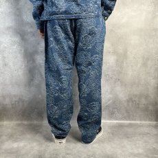 画像8: CALEE  ROSE PATTERN JACQUARD DENIM EASY TROUSERS (INDIGO BLUE) (8)