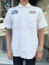 画像7: PORKCHOP GARAGE SUPPLY  PORKCHOP PAINT STRIPE WORK SHIRT (WHITE×BLACK) (7)