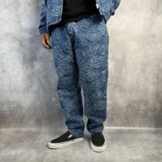 画像7: CALEE  ROSE PATTERN JACQUARD DENIM EASY TROUSERS (INDIGO BLUE) (7)