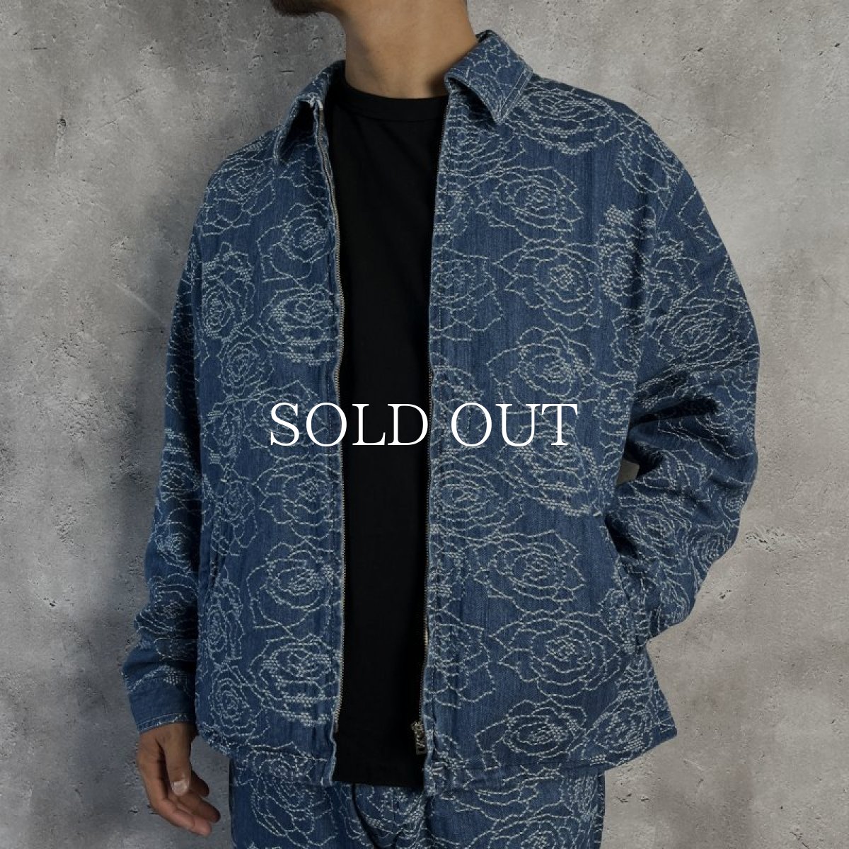 画像7: CALEE  ROSE PATTERN JACQUARD DENIM SWING TOP (INDIGO BLUE) (7)