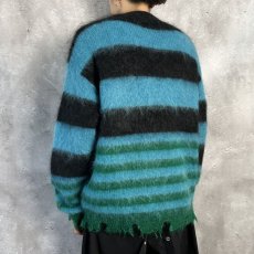 画像5: KIDILL  MOHAIR BORDER KNIT (BLACK × SKY BLUE × GREEN) (5)