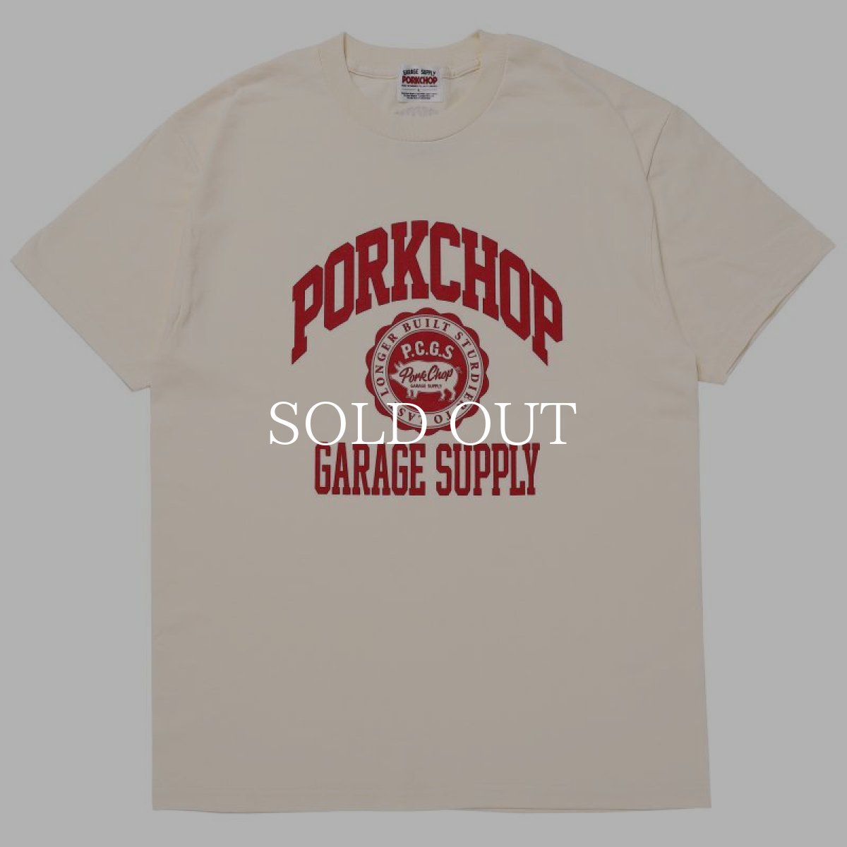 画像1: PORKCHOP GARAGE SUPPLY  2nd COLLEGE TEE (CREAM) (1)