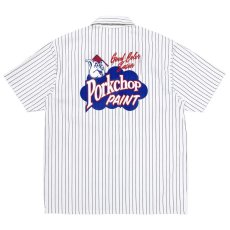 画像2: PORKCHOP GARAGE SUPPLY  PORKCHOP PAINT STRIPE WORK SHIRT (WHITE×BLACK) (2)