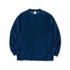 画像1: CALEE  VELOUR DROP SHOULDER L/S CS (Navy) (1)