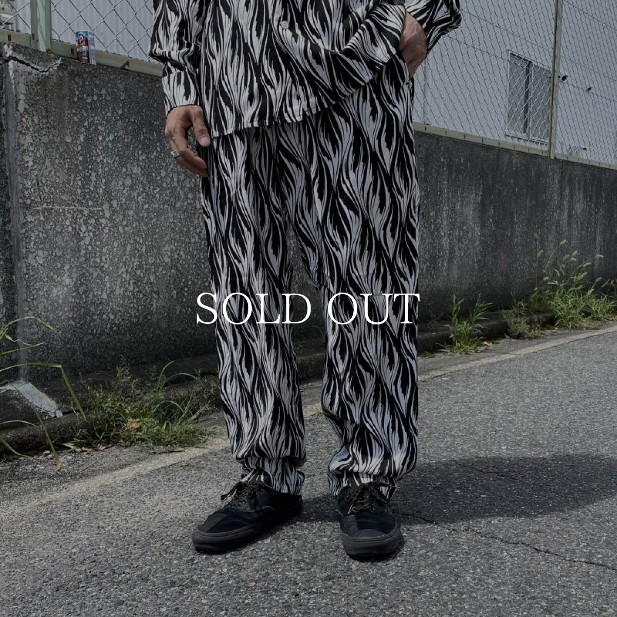 画像6: CALEE  FEATHER PATTERN EASY TROUSERS (Black) (6)