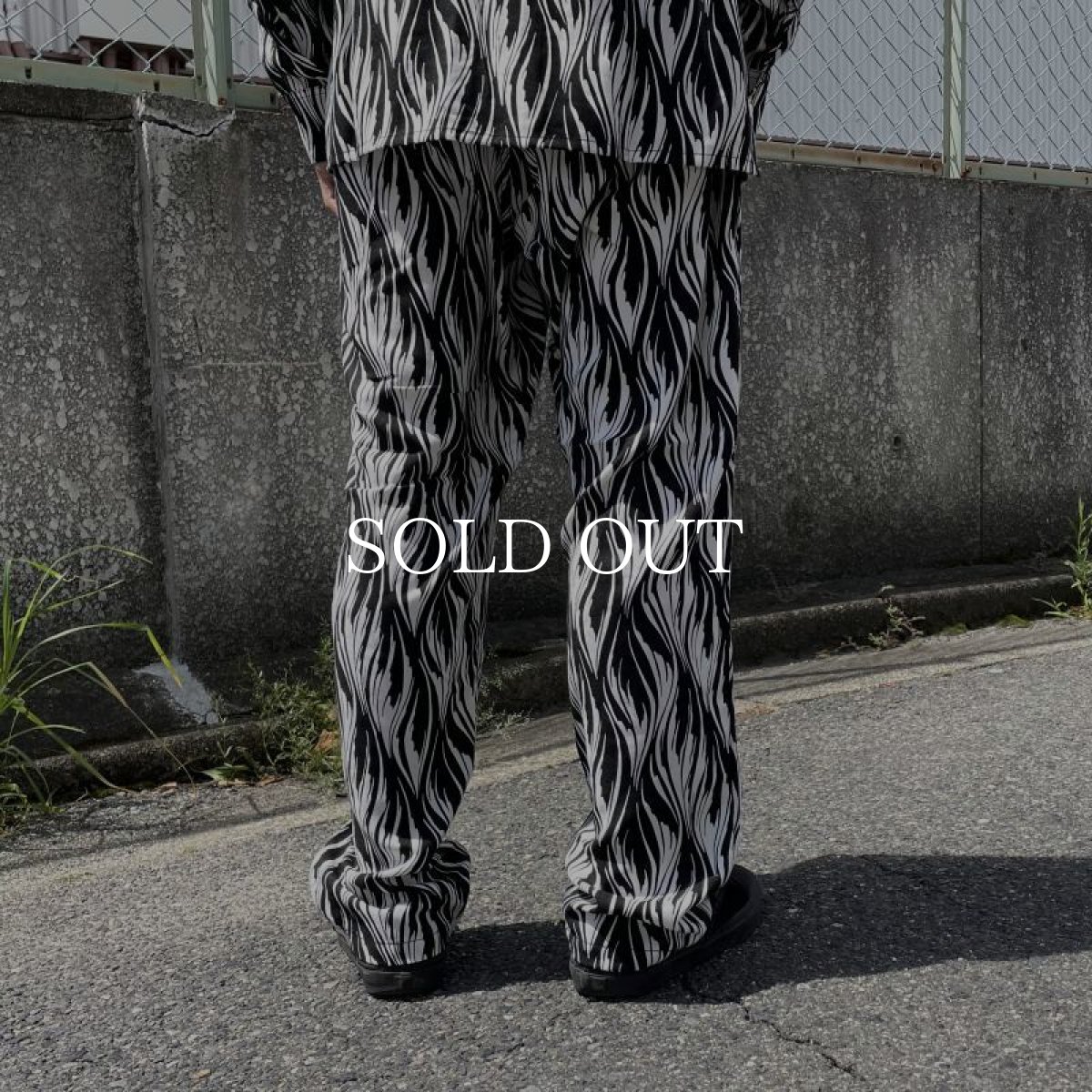 画像7: CALEE  FEATHER PATTERN EASY TROUSERS (Black) (7)