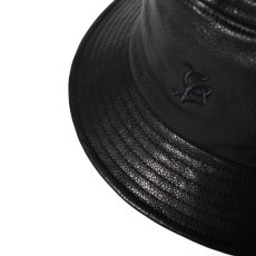 画像3: CALEE  CAL LOGO LEATHER BUCKET HAT (Black) (3)
