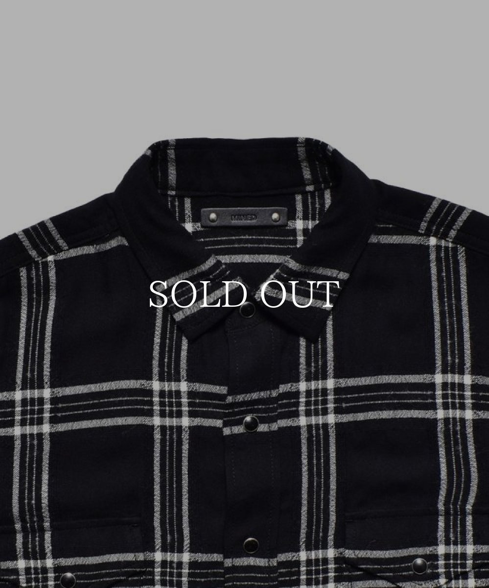 画像2: MINEDENIM  R. Wool Flannel Check Western SH Western SH (BLK) (2)