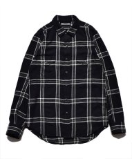 画像1: MINEDENIM  R. Wool Flannel Check Western SH Western SH (BLK) (1)