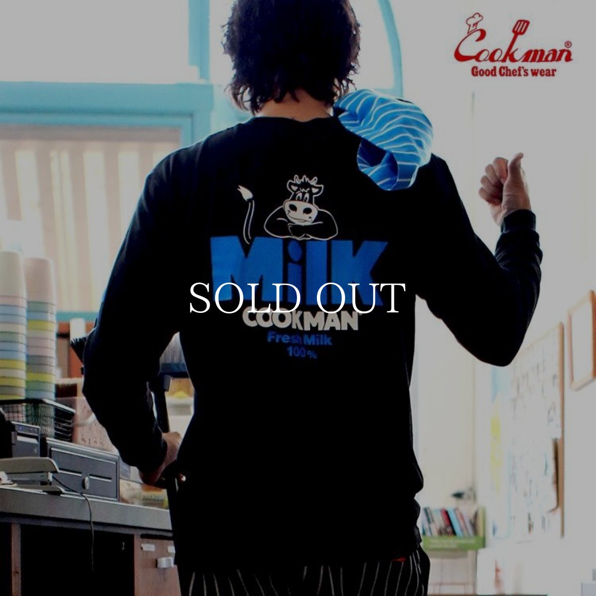 画像12: COOKMAN  ロングスリーブ Tシャツ Milk (Black) (12)