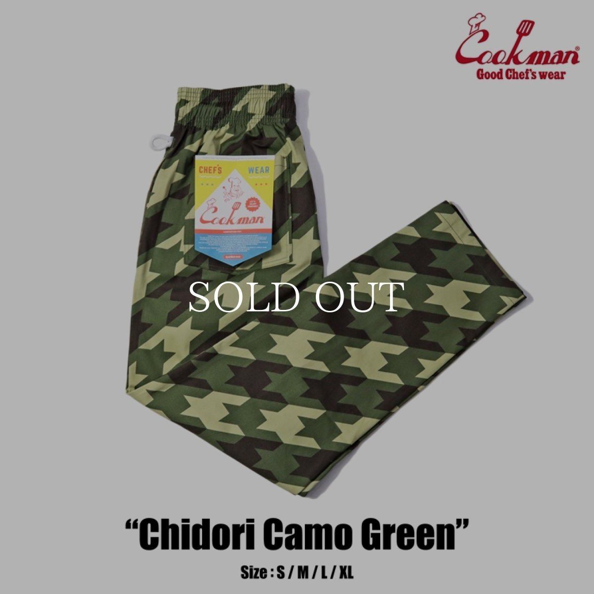 画像1: COOKMAN  Chef Pants Chidori Camo Green (Green) (1)