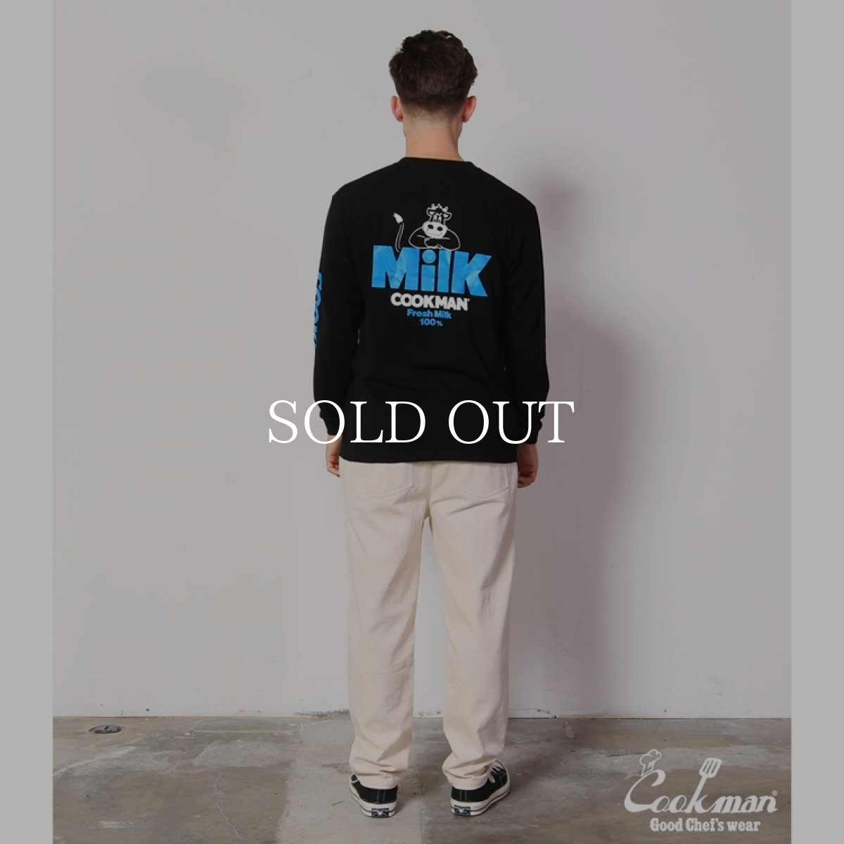 画像8: COOKMAN  ロングスリーブ Tシャツ Milk (Black) (8)