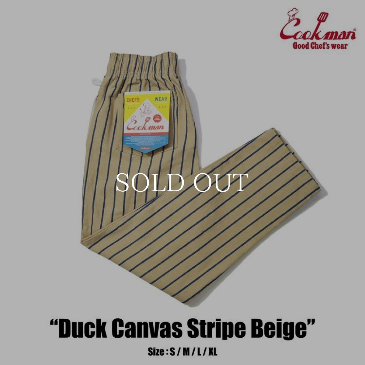 画像1: COOKMAN  Chef Pants Duck Canvas Stripe (Beige) (1)