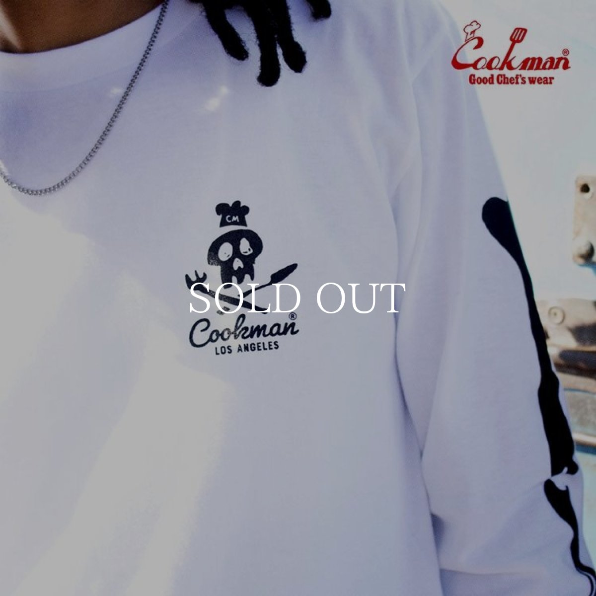 画像14: COOKMAN  ロングスリーブ Tシャツ Skull (White) (14)