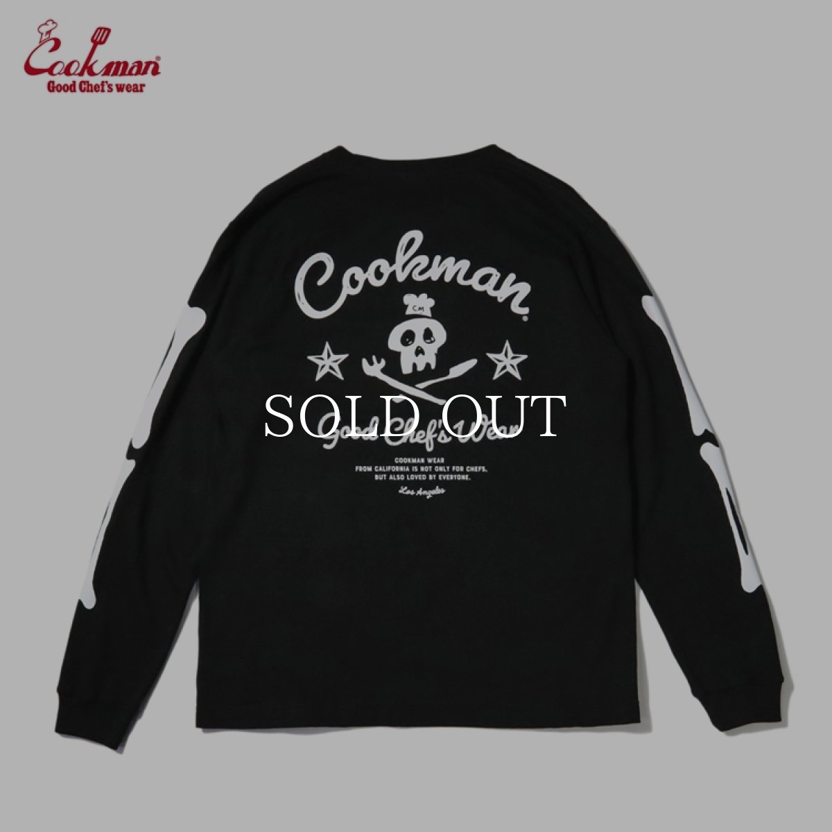 画像2: COOKMAN  ロングスリーブ Tシャツ Skull (Black) (2)