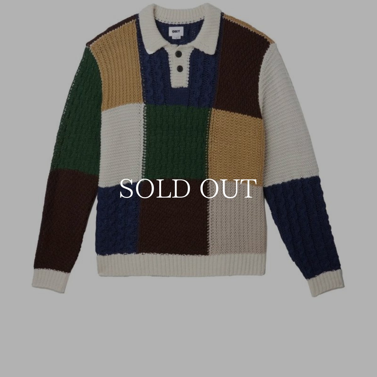 画像1: OBEY   OLIVER PATCHWORK SWEATER (UNBLEACHED MULTI) (1)