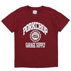 画像1: PORKCHOP GARAGE SUPPLY  2nd COLLEGE TEE for kids (BURGUNDY) (1)