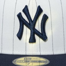画像4: NEW ERA  59FIFTY Pinstripe ピンストライプ ニューヨーク・ヤンキース (クロームホワイト/ネイビー) (4)