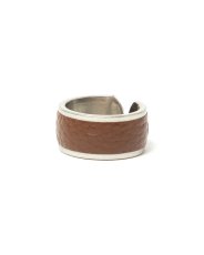 画像1: hobo  BRASS RING with SHRINK LEATHER (CHOCO) (1)