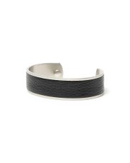 画像1: hobo  BRASS BRACELET WIDE with SHRINK LEATHER (BLACK) (1)