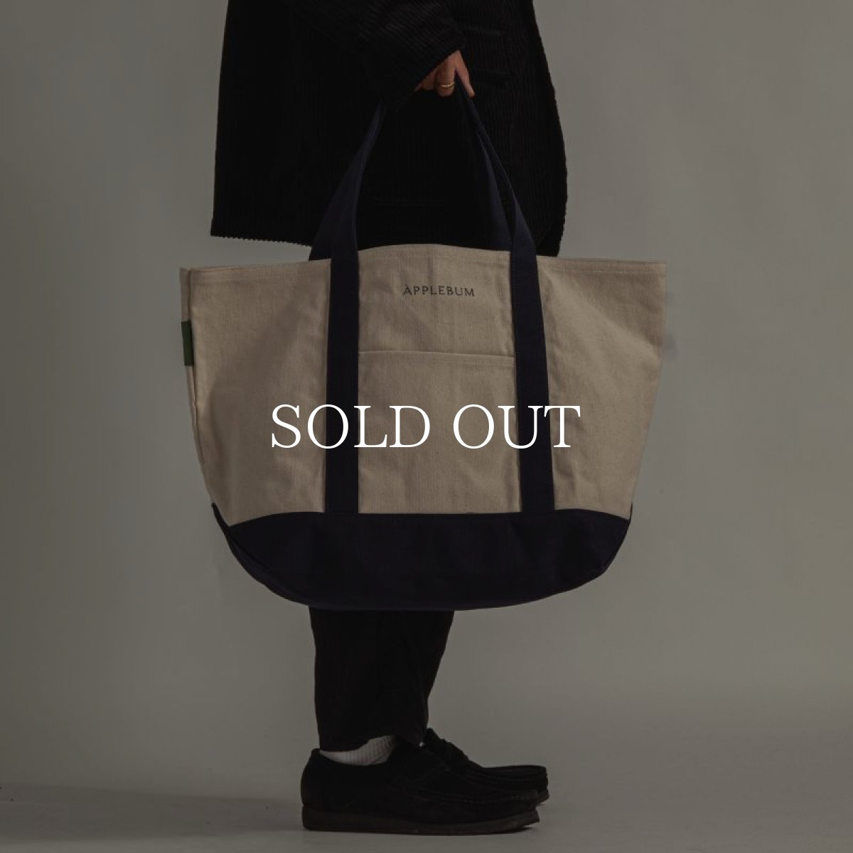 画像2: APPLEBUM  Logo Totebag (L) (Natural/Navy) (2)