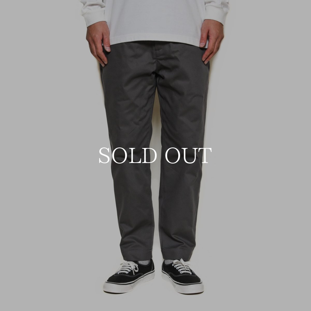 画像2: CALEE  VINTAGE TYPE CHINO CLOTH TUCK TROUSERS (GRAY) (2)