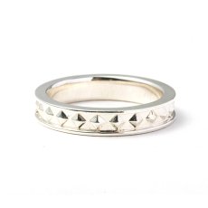 画像2: CALEE  STUDS SILVER NARROW RING (Silver) (2)