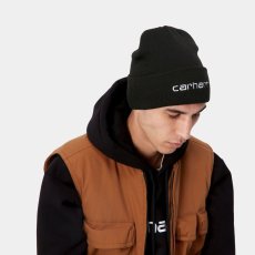 画像3: CARHARTT WIP  SCRIPT BEANIE (Black / White) (3)