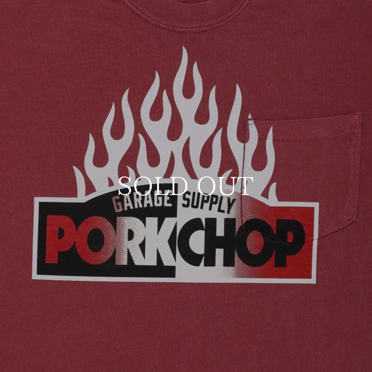 画像3: PORKCHOP GARAGE SUPPLY  FIRE BLOCK POCKET TEE (CRIMSON RED) (3)