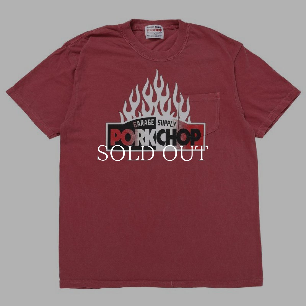 画像1: PORKCHOP GARAGE SUPPLY  FIRE BLOCK POCKET TEE (CRIMSON RED) (1)