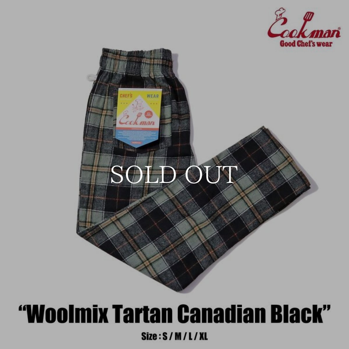 画像1: COOKMAN  Chef Pants Woolmix Tartan Canadian Black (Black) (1)