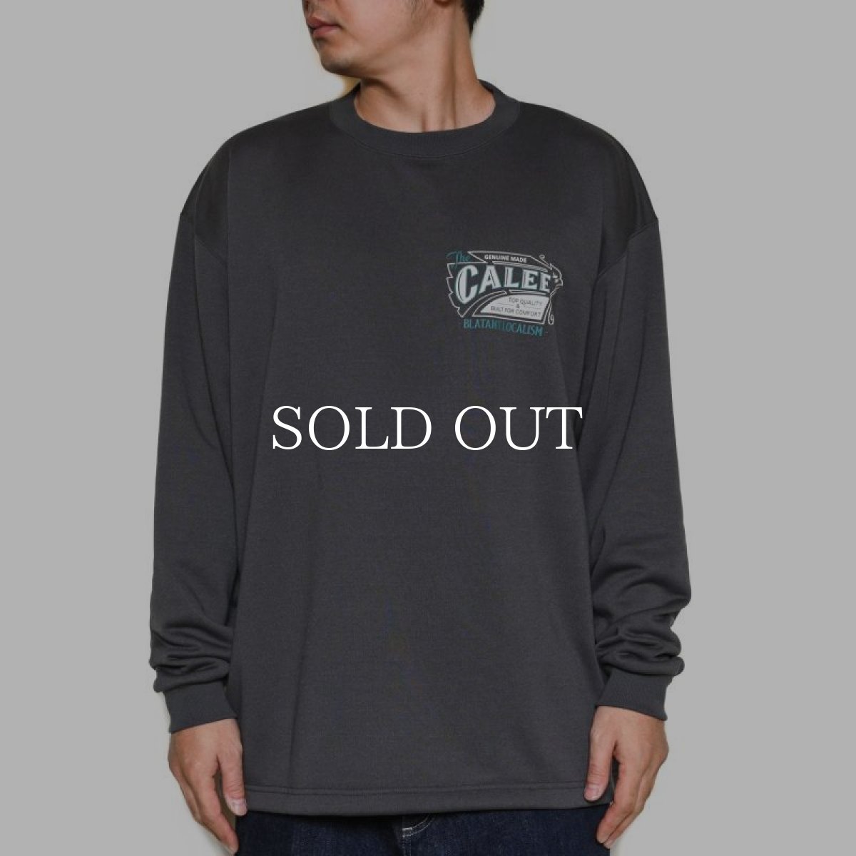 画像3: CALEE  AEROKNOT OLD SIGN BOARD L/S SW TEE <NATURALLY PAINT DESIGN> (CHARCOAL) (3)