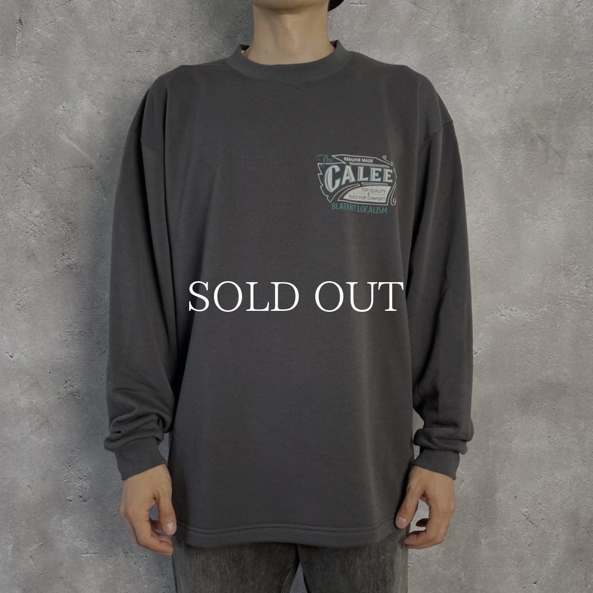 画像5: CALEE  AEROKNOT OLD SIGN BOARD L/S SW TEE <NATURALLY PAINT DESIGN> (CHARCOAL) (5)