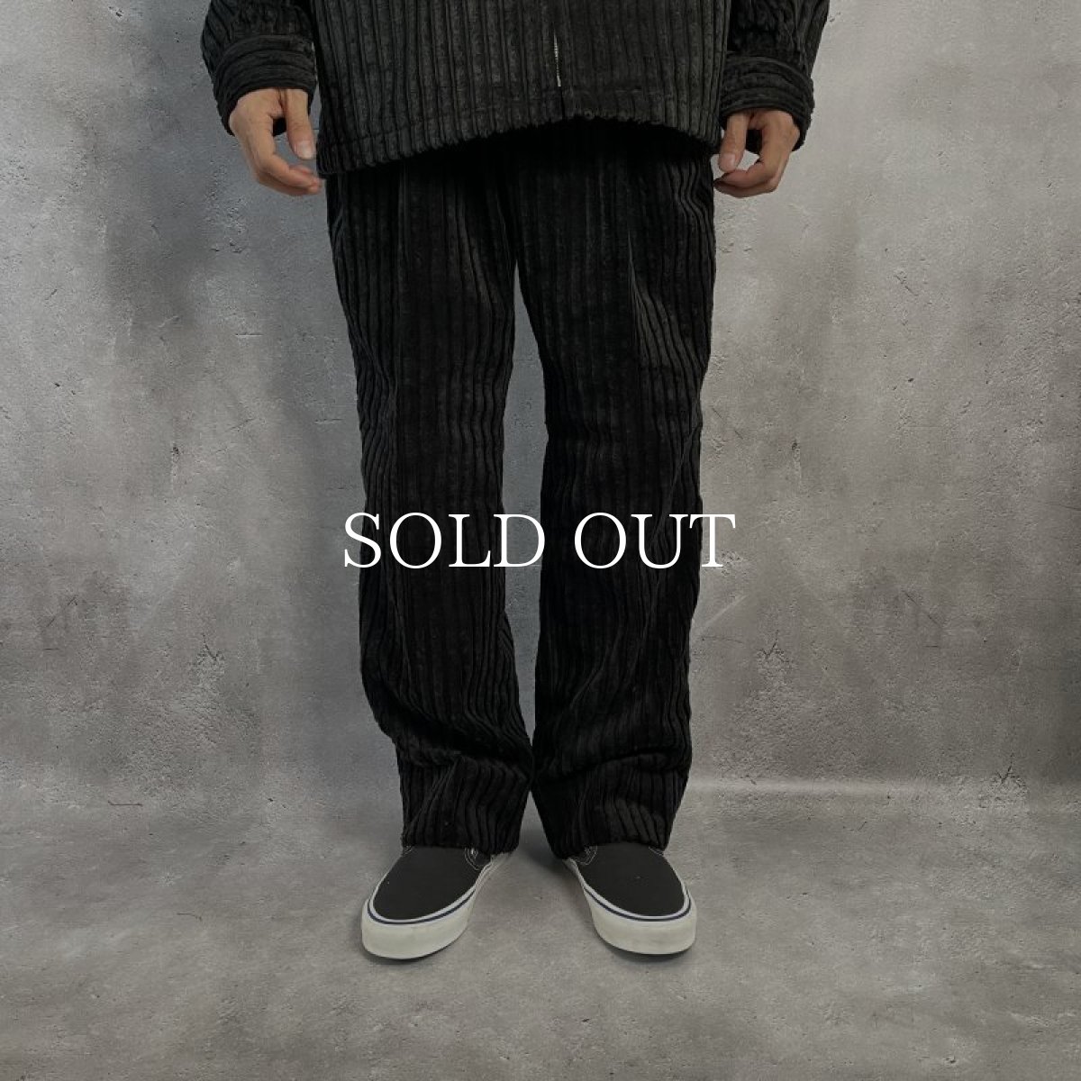 画像2: CALEE  JUMBO CORDUROY ADJUSTER SLACKS (BLACK) (2)
