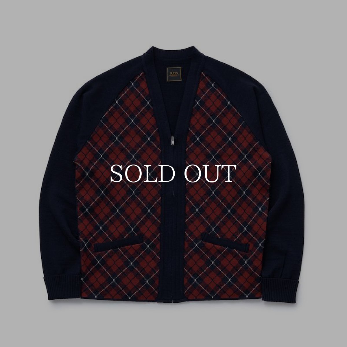 画像1: RATS  ARGYLE ZIP CARDIGAN (NAVY) (1)