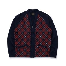 画像1: RATS  ARGYLE ZIP CARDIGAN (NAVY) (1)