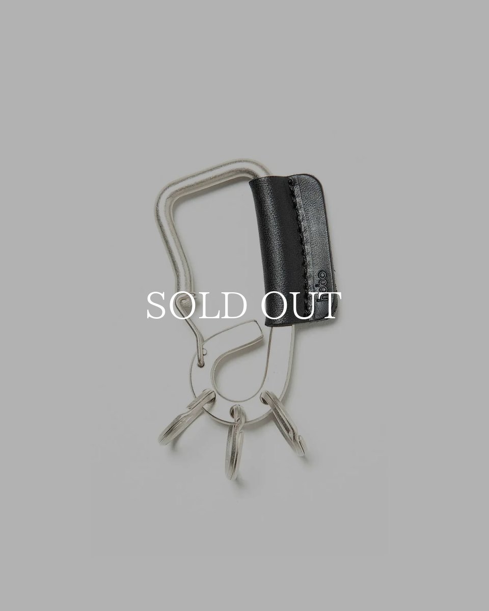 画像1: hobo  CARABINER KEY RING with COW LEATHER (BLACK) (1)