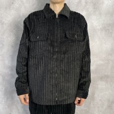 画像2: CALEE  JUMBO CORDUROY ZIP SHIRT JACKET (BLACK) (2)