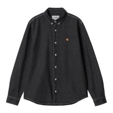 画像1: CARHARTT WIP  L/S WELDON SHIRT (Black stone washed) (1)