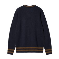 画像2: CARHARTT WIP  STANFORD SWEATER (Dark Navy / Deep H Brown) (2)