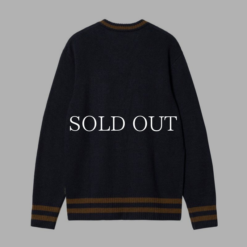 CARHARTT WIP STANFORD SWEATER (Dark Navy / Deep H Brown) I032281