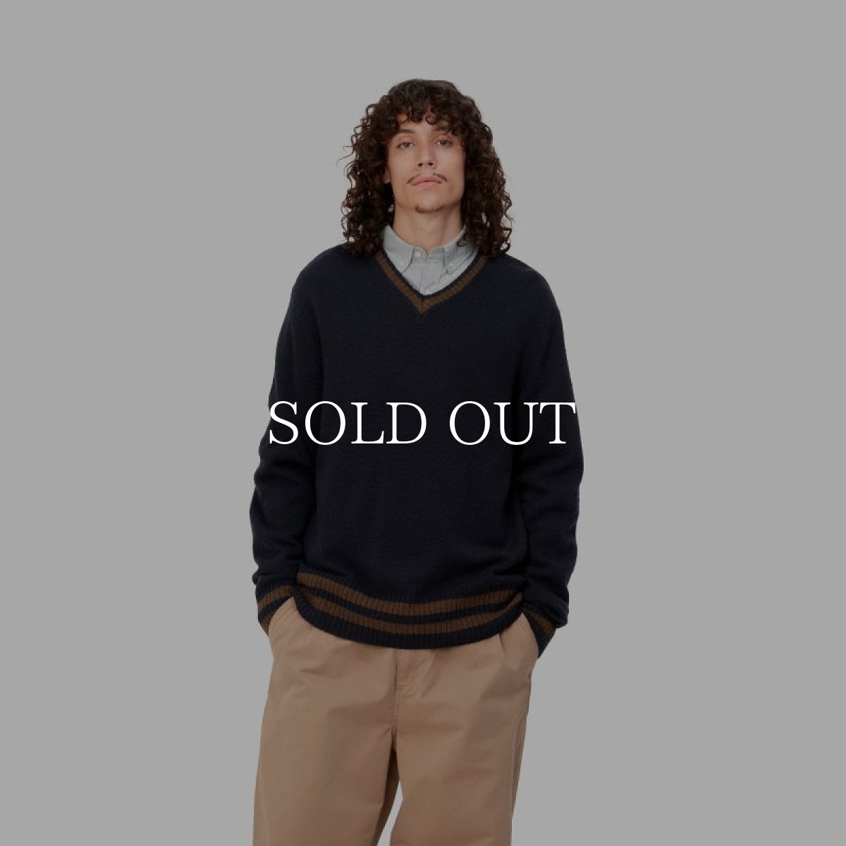 画像3: CARHARTT WIP  STANFORD SWEATER (Dark Navy / Deep H Brown) (3)