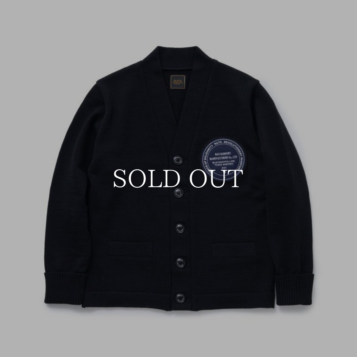 画像1: RATS  LETTERD CARDIGAN PATCH (BLACK) (1)