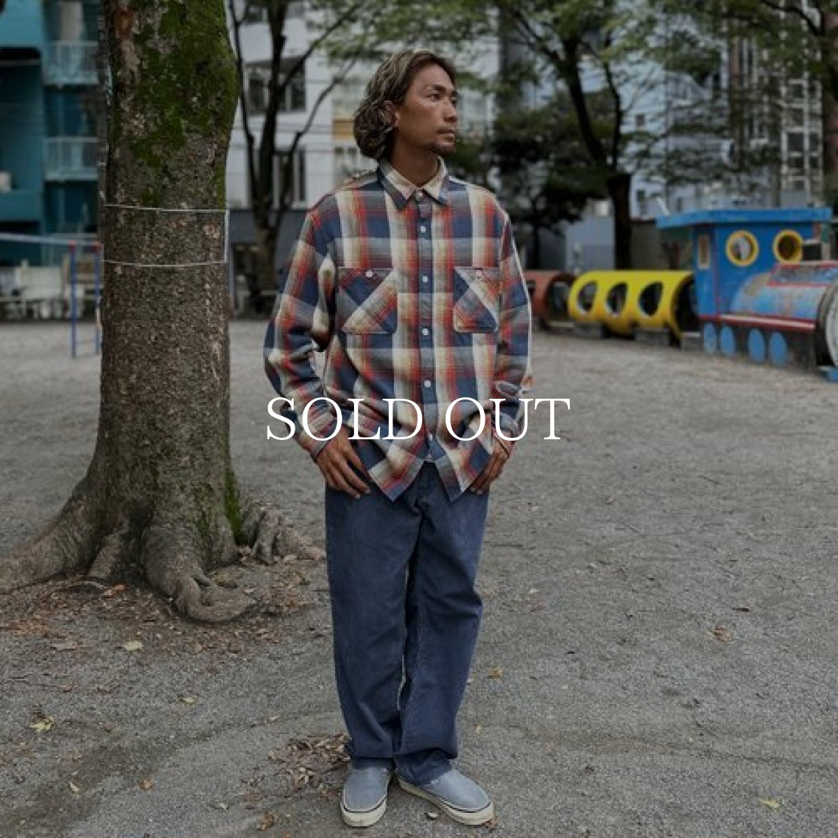 画像2: STANDARD CALIFORNIA  SD Heavy Flannel Check Shirt (Navy/Red) (2)