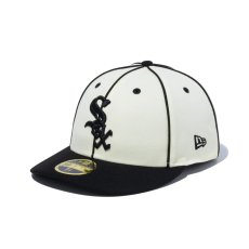 画像1: NEW ERA  LP 59FIFTY MLB Piping シカゴ・ホワイトソックス クロームホワイト ブラックバイザー (クロームホワイト/ブラック) (1)